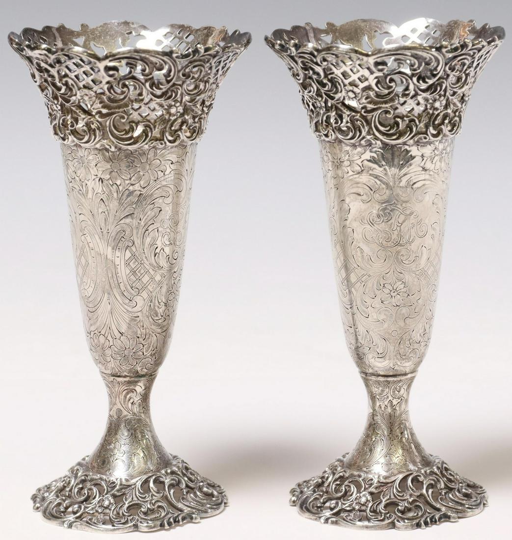 (2) AMERICAN STERLING SILVER TRUMPET VASES (1 of 6)