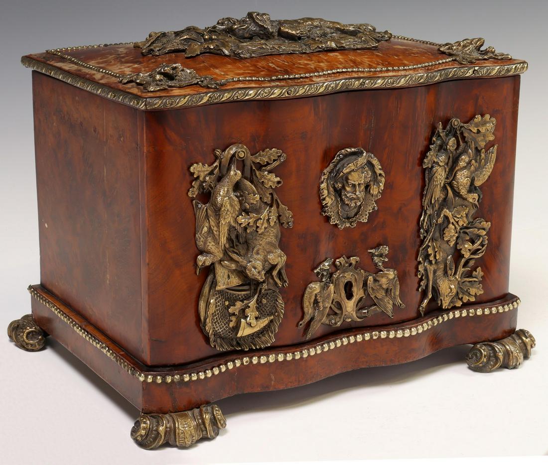 VICTORIAN BRONZE-MOUNTED BURLWOOD CIGAR BOX (1 of 6)