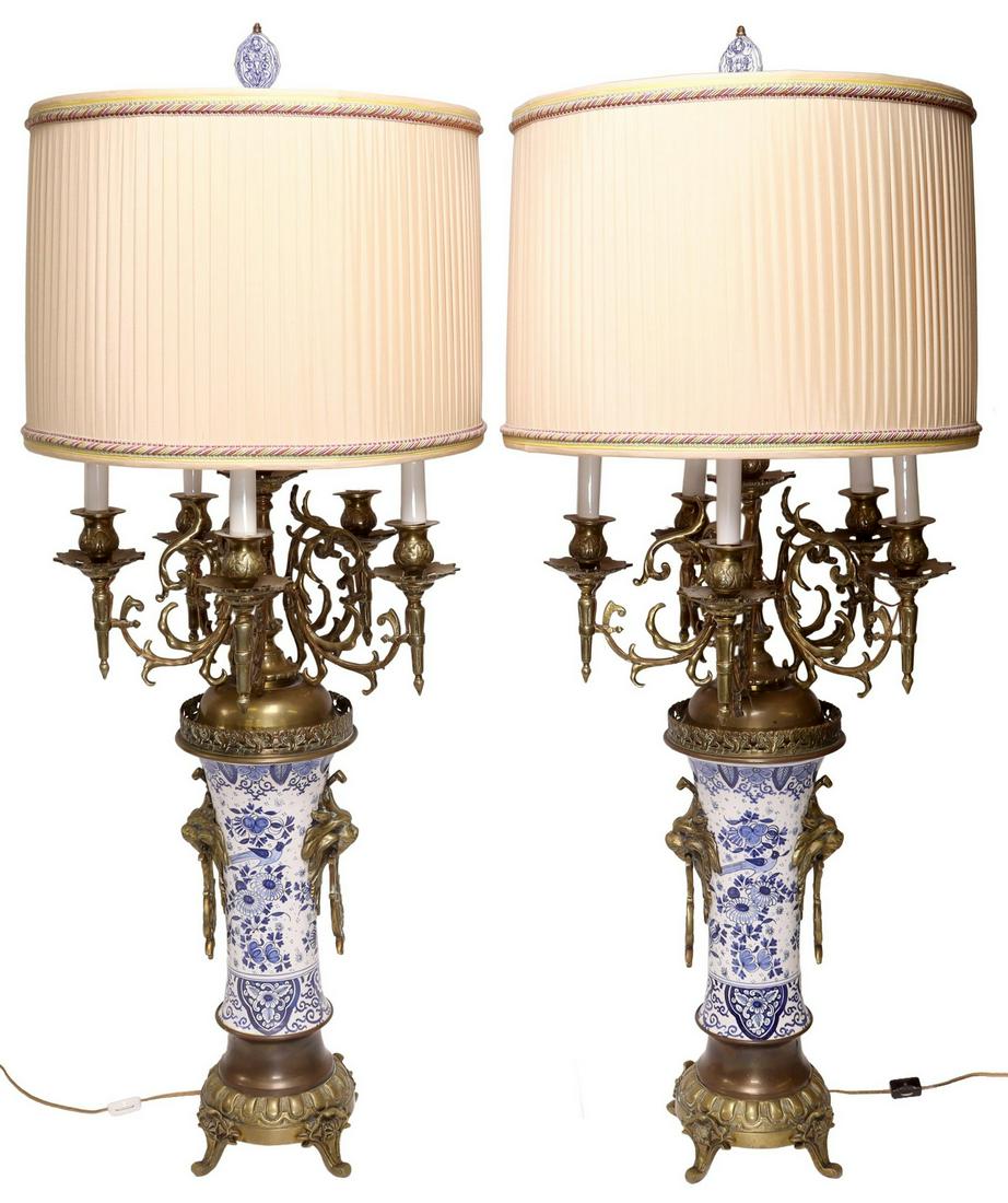 (2) DELFT GARNITURE CANDELABRAS, NOW TABLE LAMPS (1 of 3)