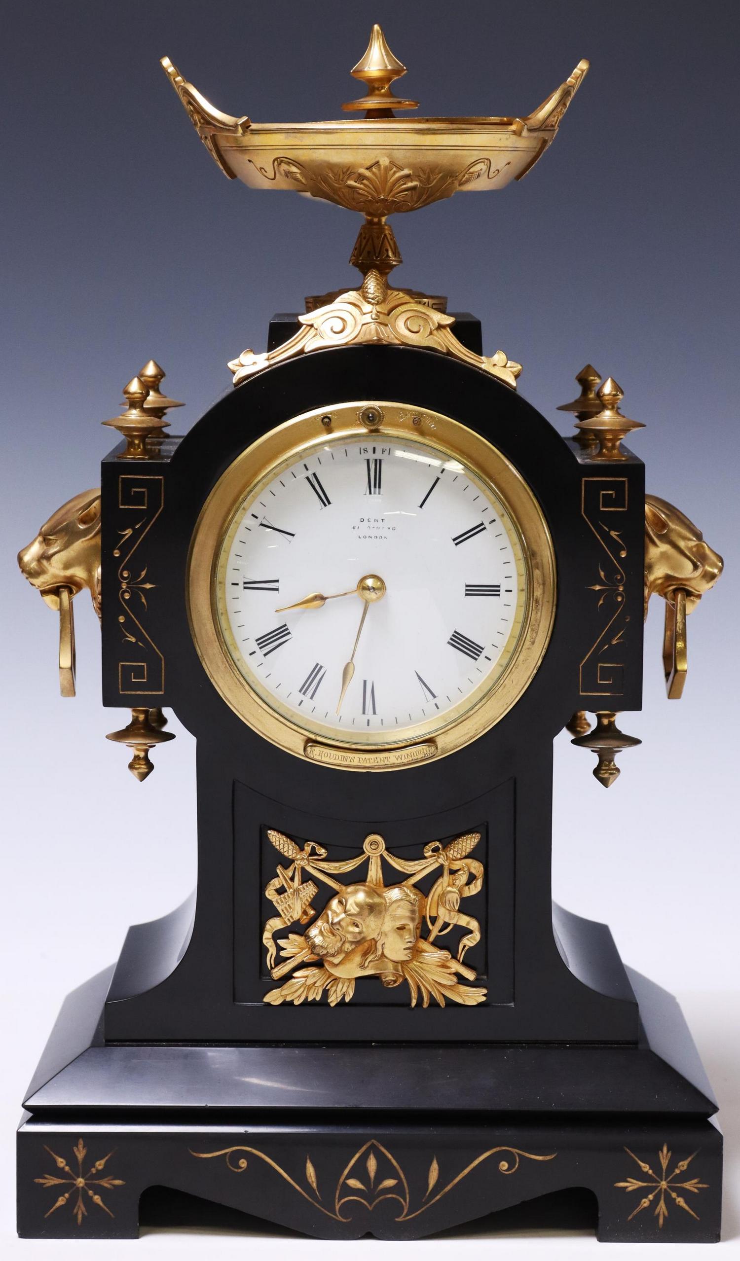 NEO-GREC ORMOLU-MOUNTED SLATE CASE MANTEL CLOCK (1 of 7)