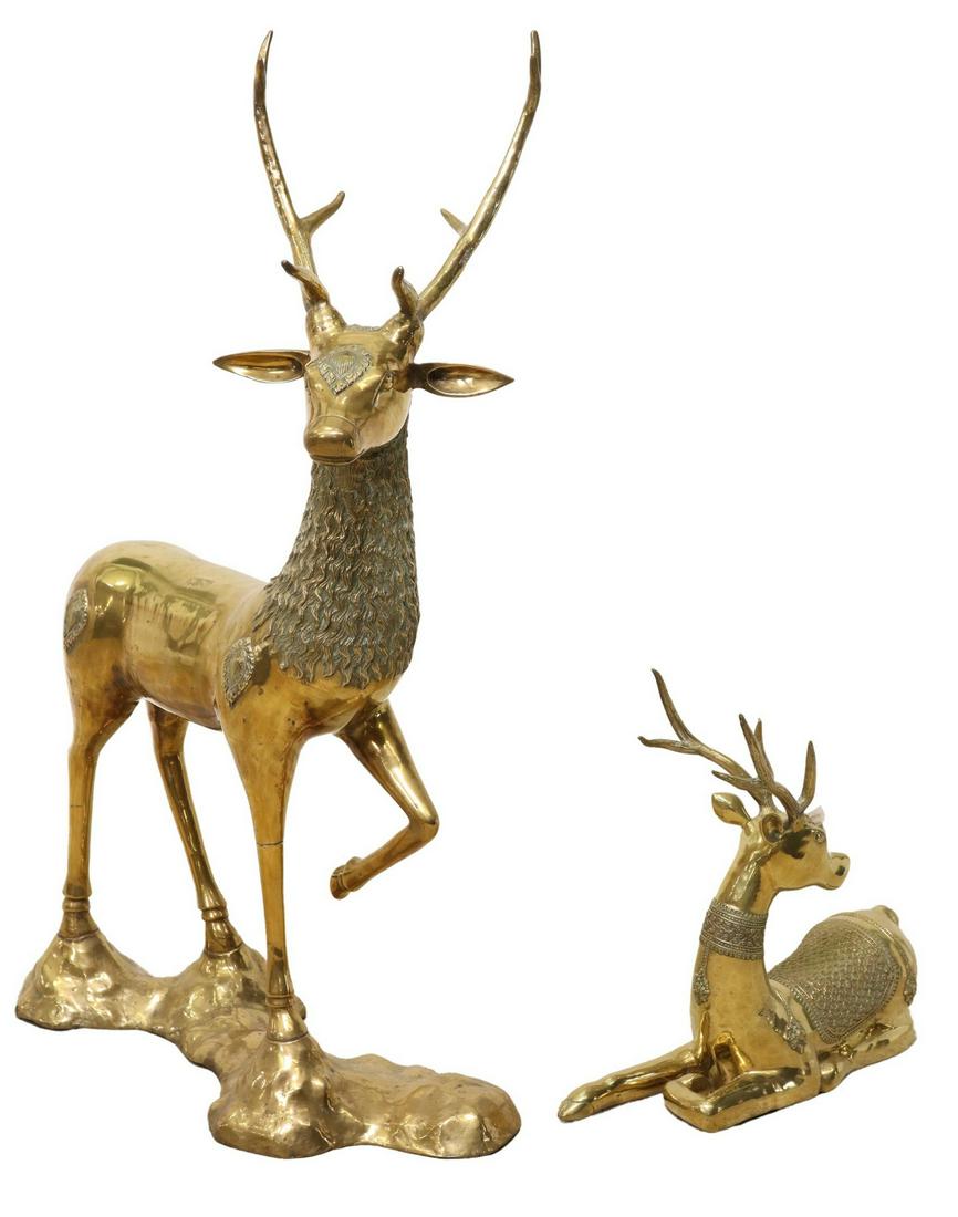 2) SARREID LTD. (ATTR.) GILT METAL DEER SCULPTURES (1 of 4)