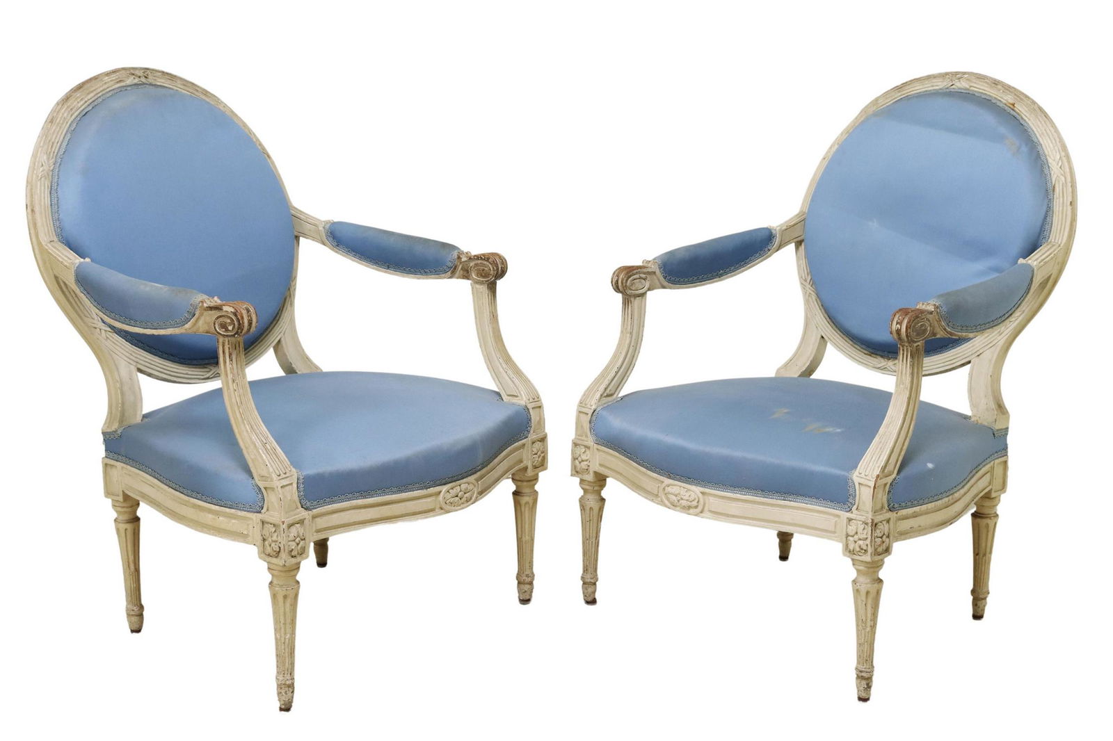 (2) LARGE FRENCH LOUIS XVI STYLE PAINTED FAUTEUILS (1 of 3)