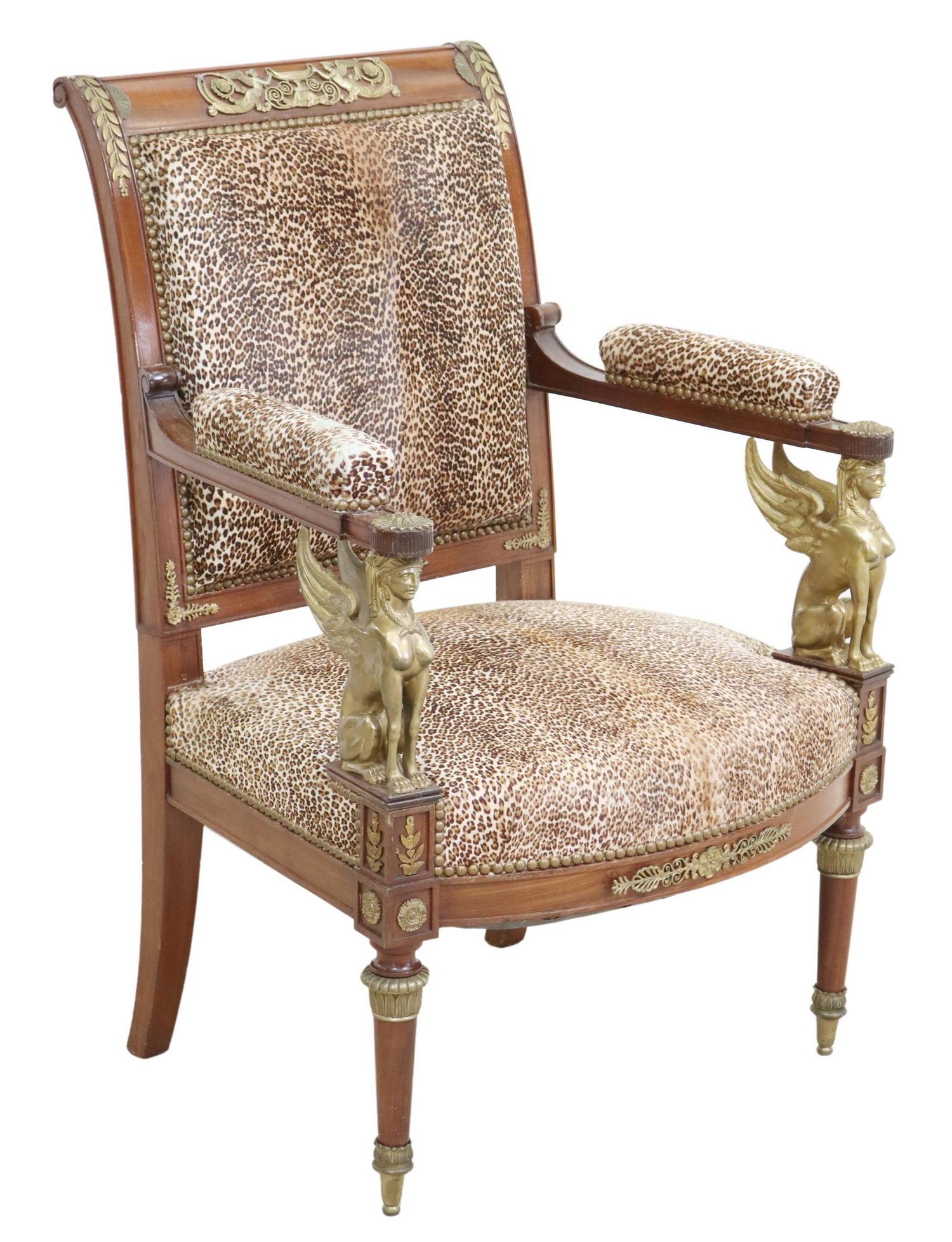 FRENCH EMPIRE STYLE BRONZE-MOUNTED FAUTEUIL (1 of 5)