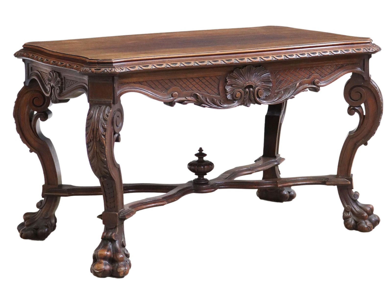 BAROQUE STYLE CARVED WALNUT COFFEE TABLE (1 of 4)