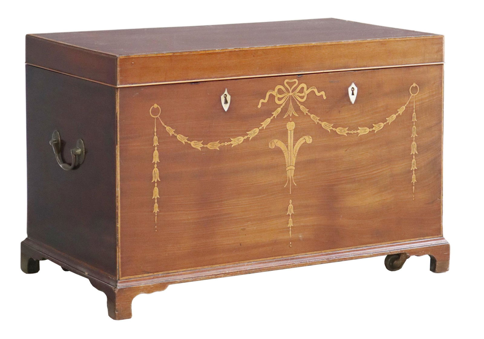 BRITISH MAHOGANY MARQUETRY CHEST (1 of 6)