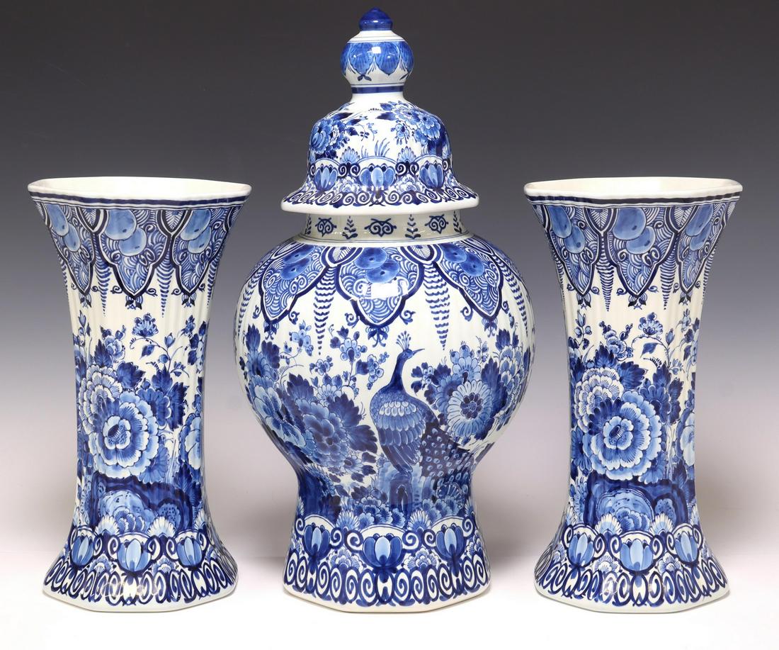 (3) ROYAL DELFT BLUE & WHITE GARNITURE SET (1 of 4)