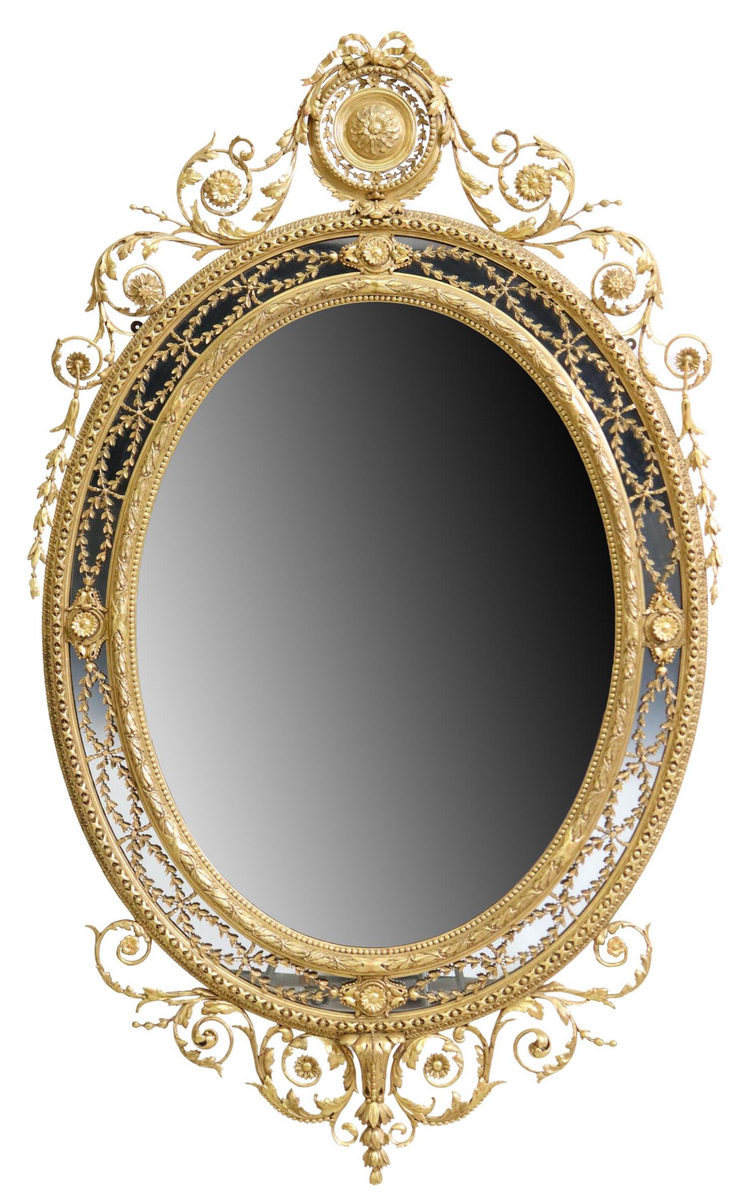ENGLISH GEORGE III GILTWOOD OVAL MIRROR (1 of 3)