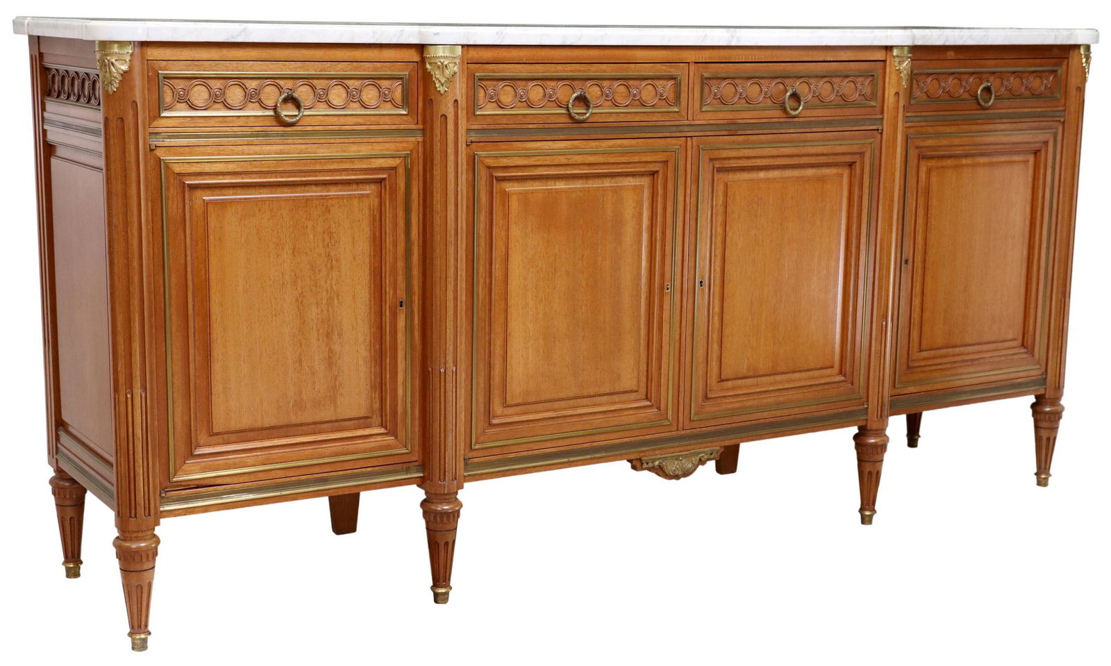 LARGE FRENCH LOUIS XVI STYLE MARBLE-TOP SIDEBOARD (1 of 6)