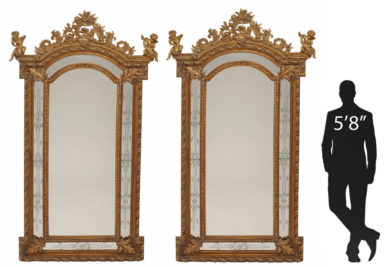 2) MONUMENTAL LOUIS XV STYLE GILT MIRROR 95" X 53" (1 of 5)