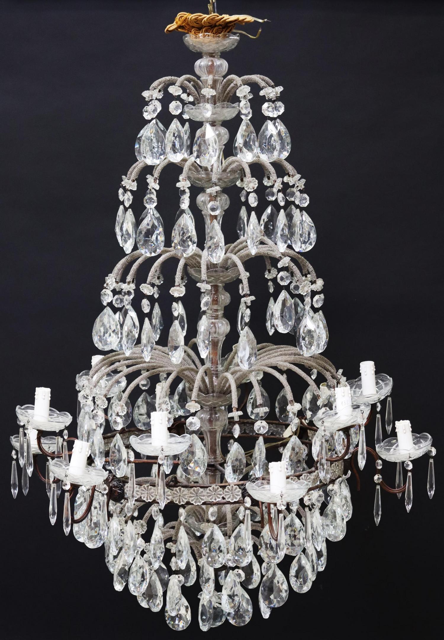 ITALIAN BEADED & CRYSTAL TWELVE-LIGHT CHANDELIER (1 of 3)