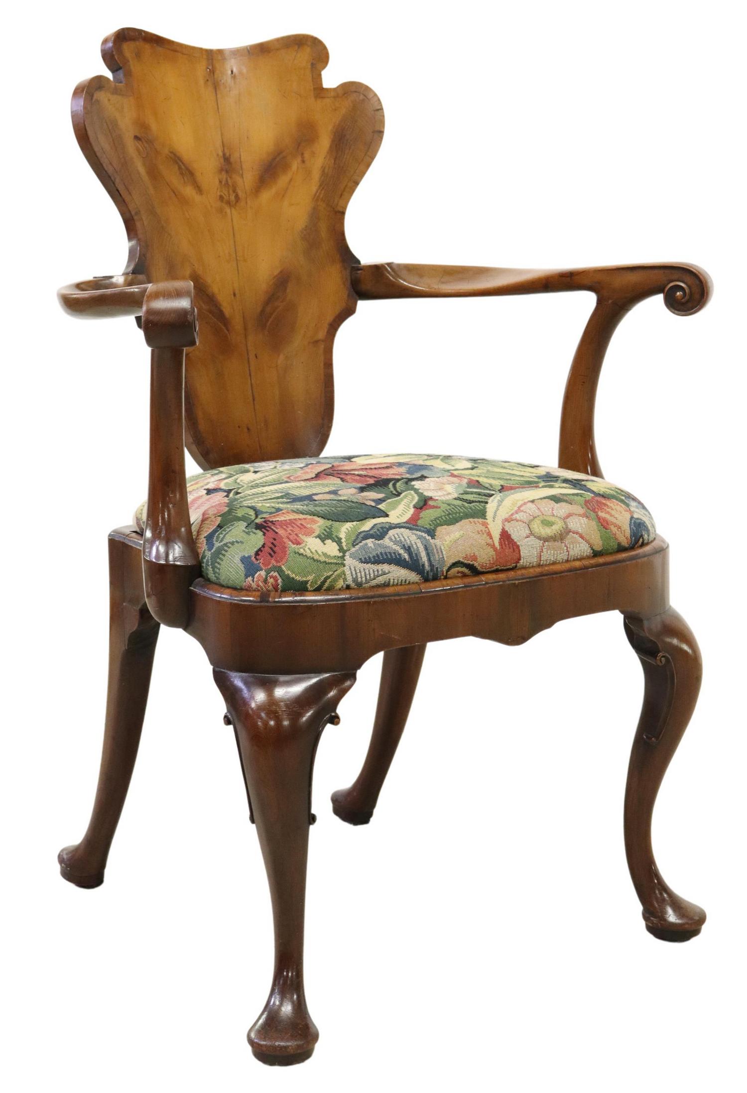 ENGLISH GEORGE I STYLE OPEN ARMCHAIR (1 of 4)