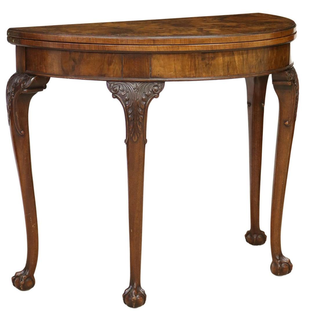 GEORGIAN STYLE BURLWOOD CARD TABLE (1 of 6)