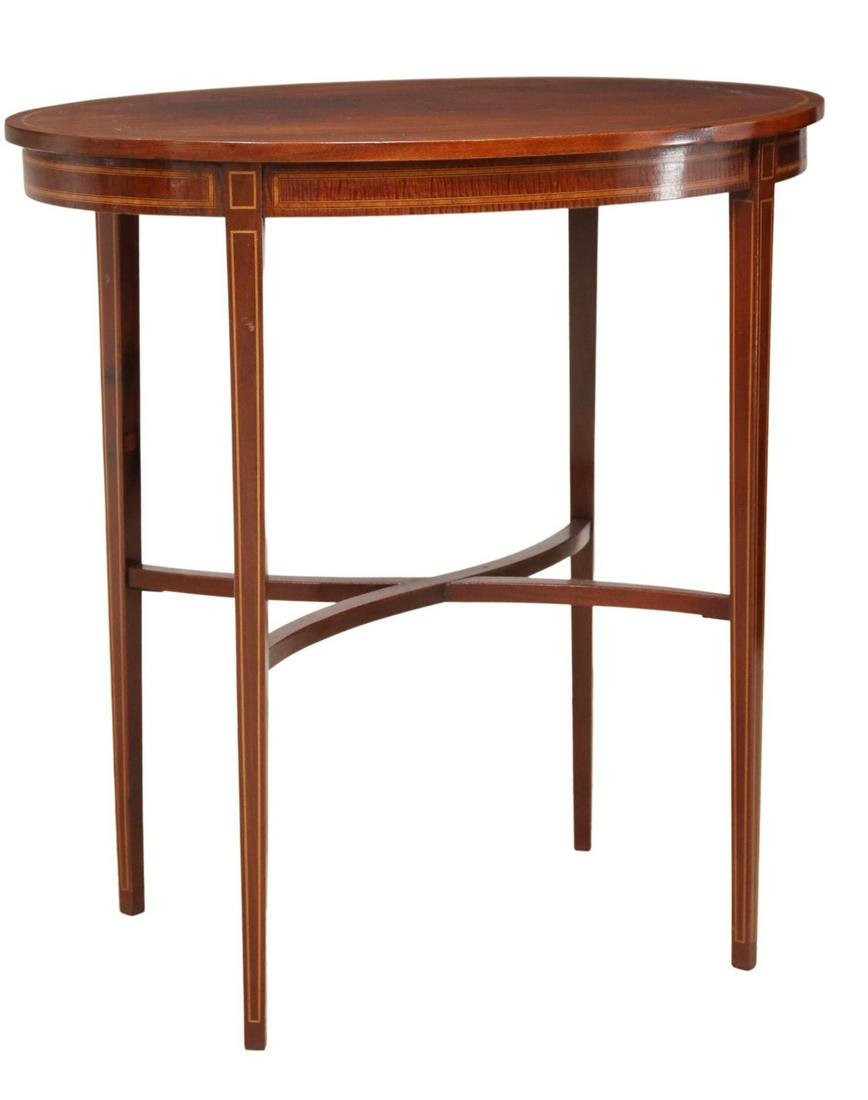 HEPPLEWHITE STYLE MAHOGANY OVAL SIDE TABLE (1 of 4)