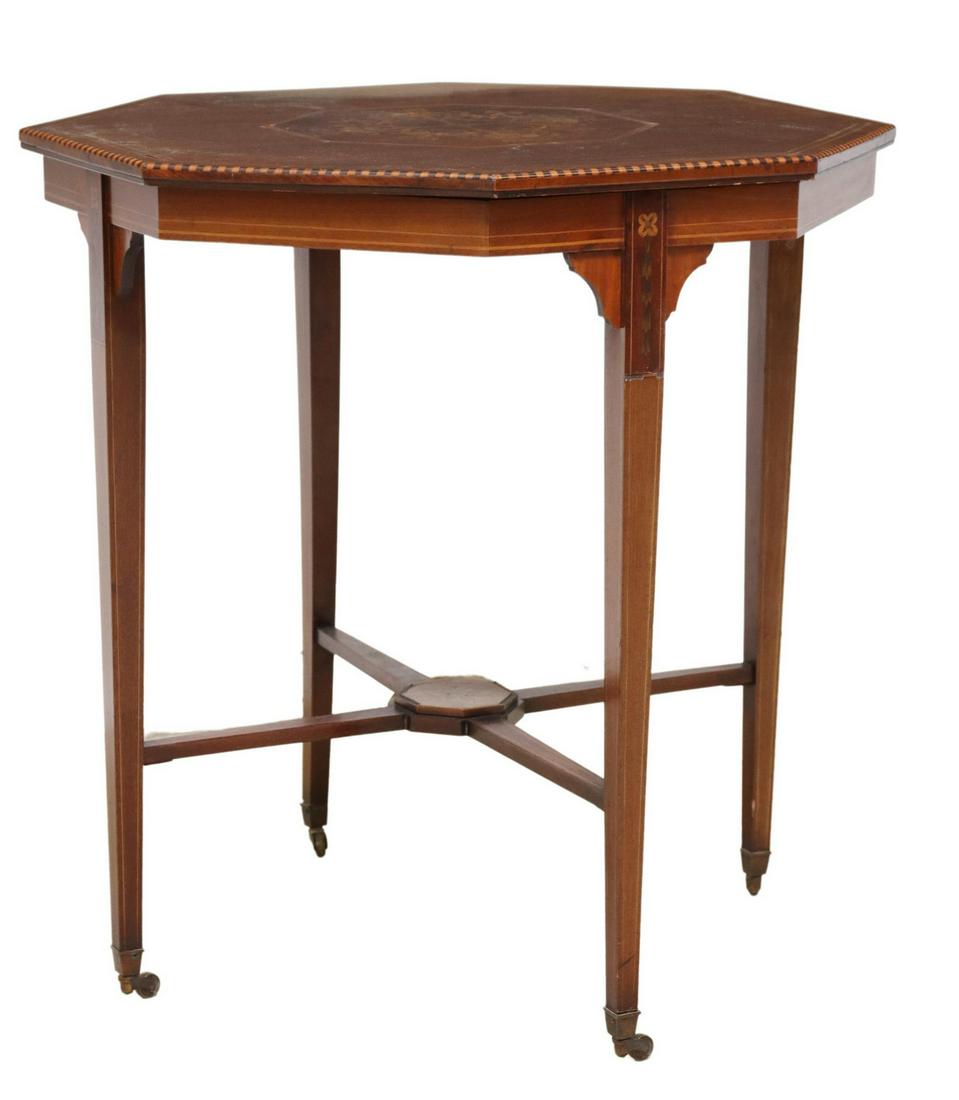 HEPPLEWHITE STYLE MAHOGANY MARQUETRY SIDE TABLE (1 of 3)