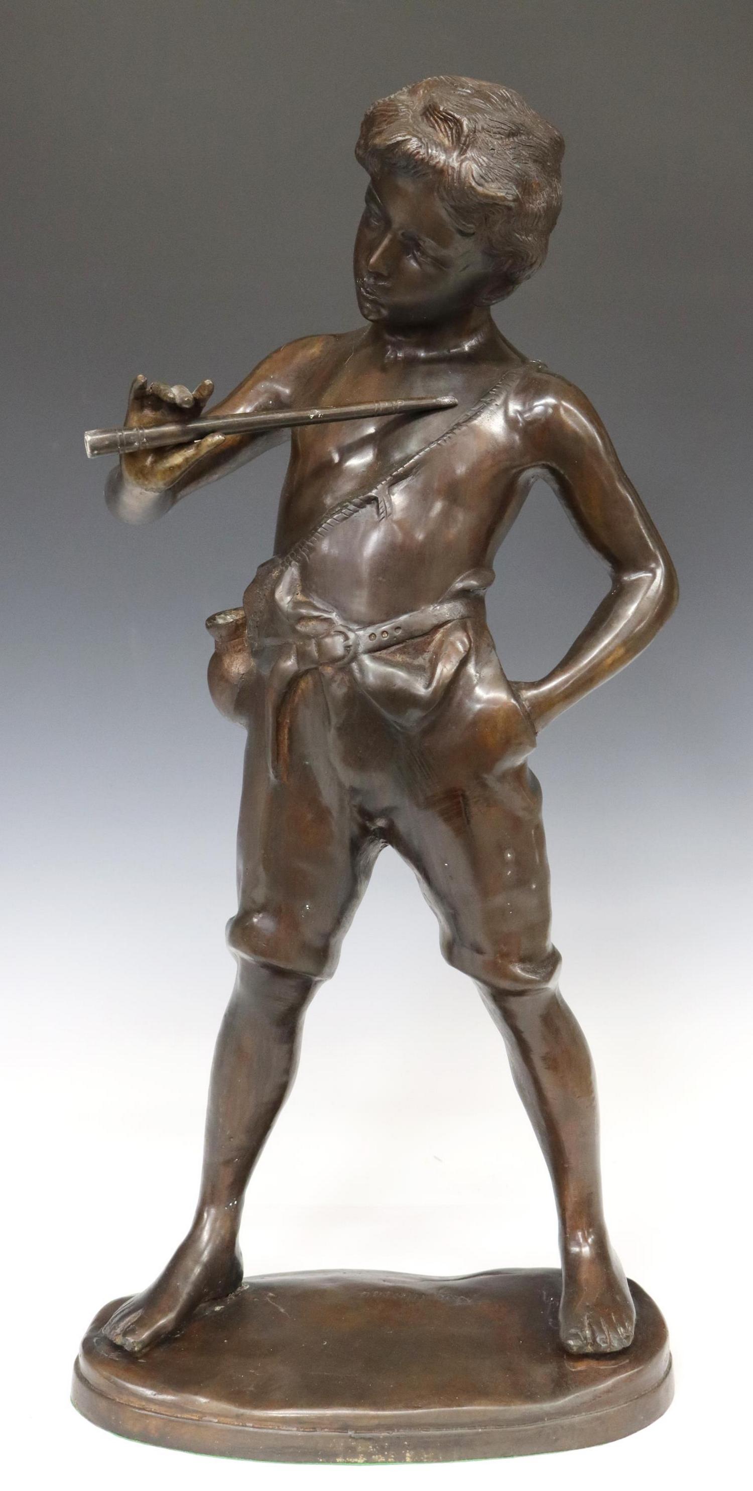 AFTER AUGUSTE MOREAU PATINATED BRONZE SCULPTURE (1 of 5)