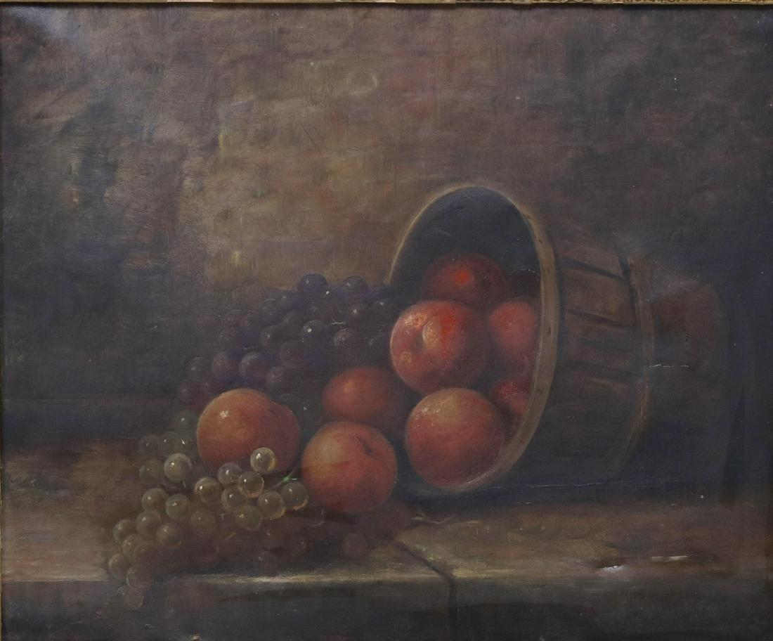FRAMED OIL CANVAS PAINTING STILL LIFE WITH FRUIT (1 of 3)