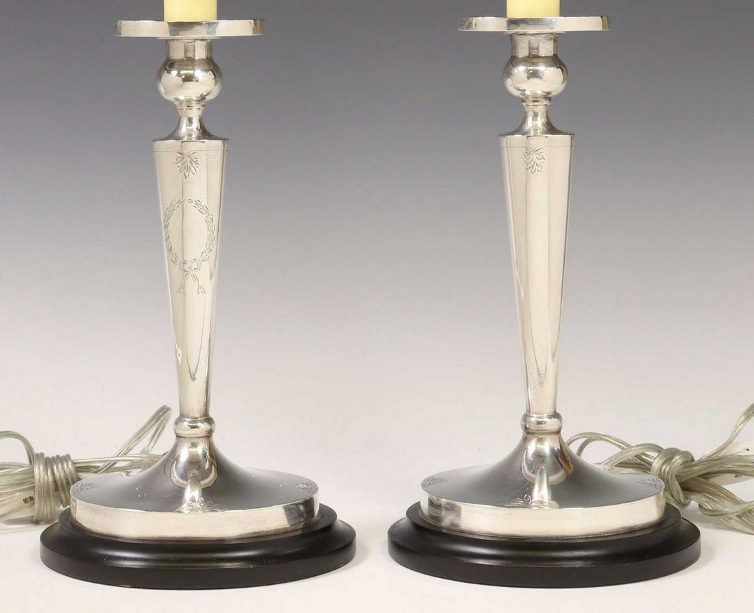 (2) STERLING SILVER CANDLESTICK LAMPS (1 of 6)