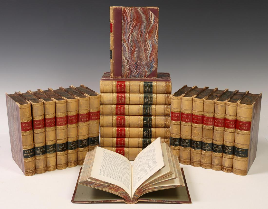 (23) BOOKS, WAVERLEY NOVELS, SCOTT, LEATHER, 1860 (1 of 11)
