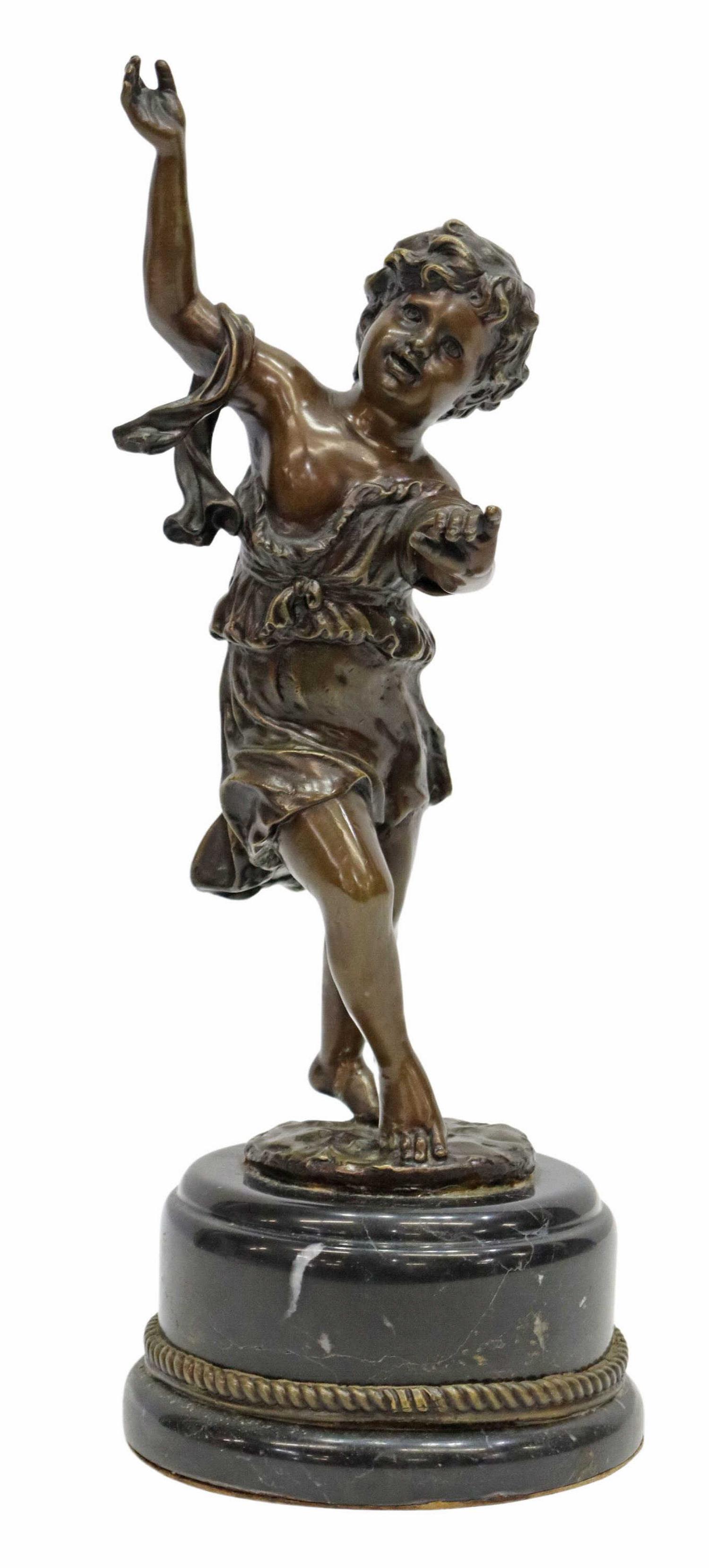 AFTER E. PLAT BRONZE SCULPTURE OF A GIRL (1 of 3)