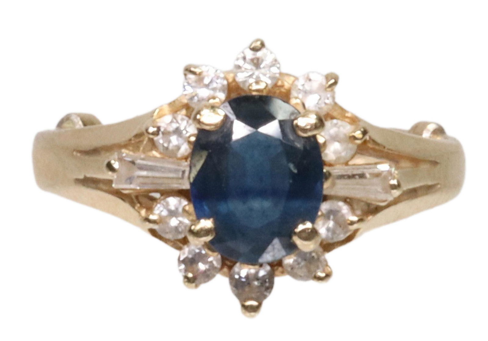 ESTATE 14KT GOLD BLUE SAPPHIRE & DIAMOND RING (1 of 4)