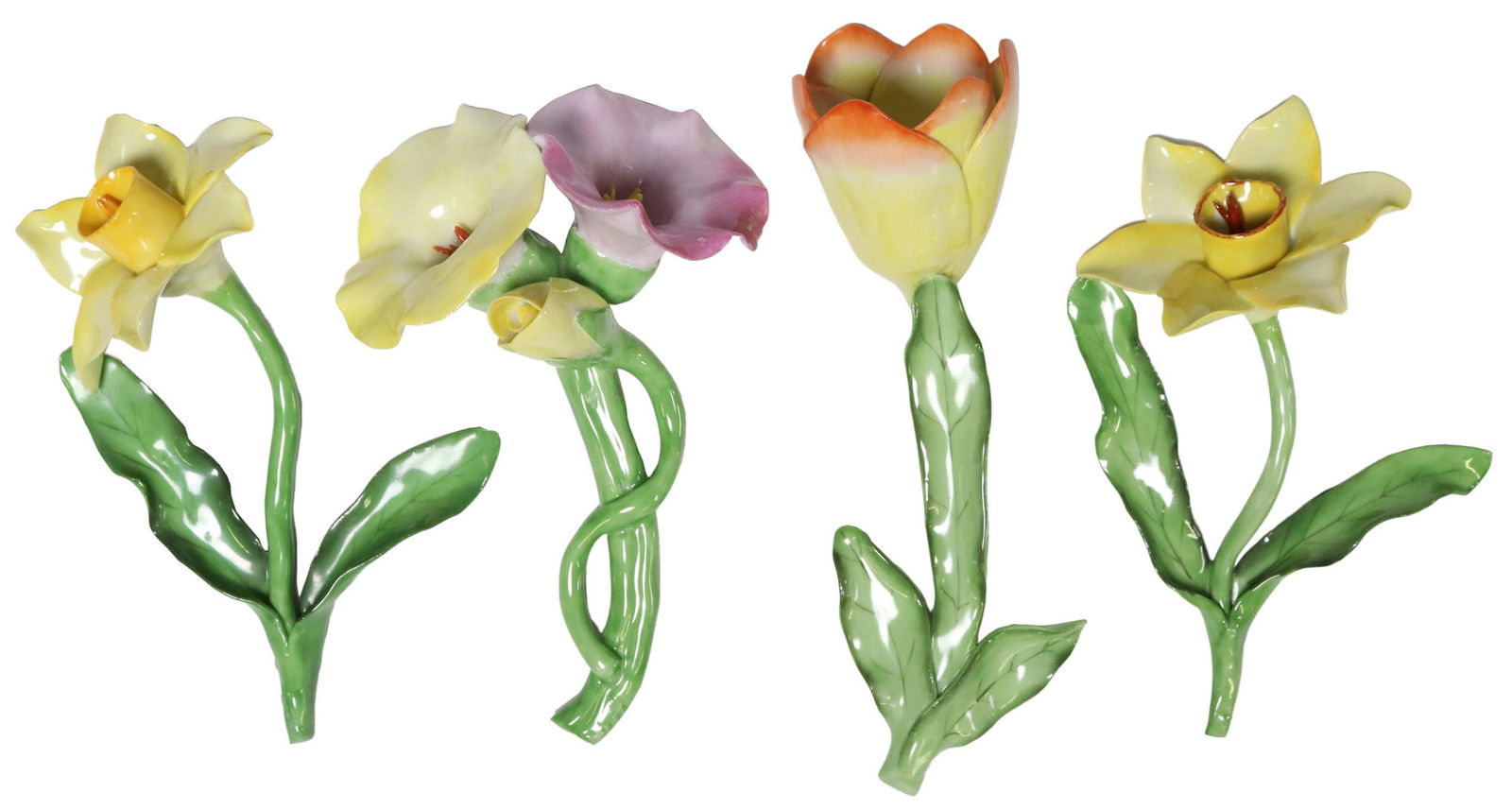 (4) HEREND HAND-PAINTED PORCELAIN FLOWER FIGURES (1 of 5)