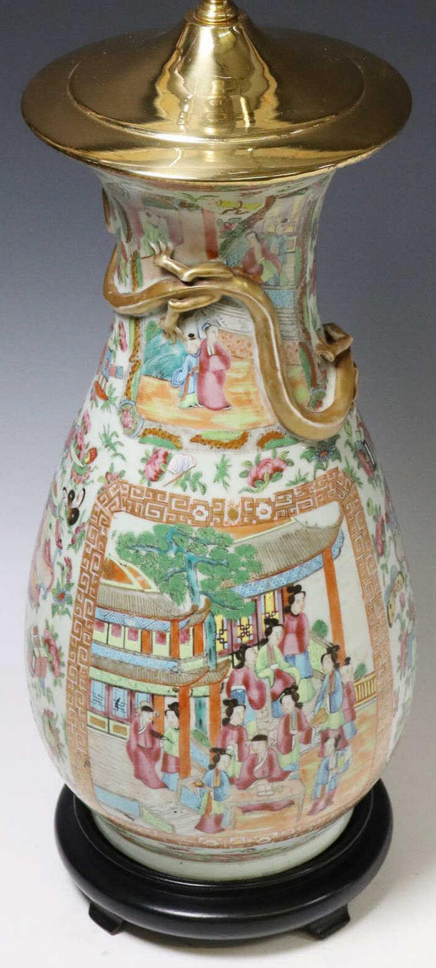 CHINESE FAMILLE ROSE PORCELAIN VASE TABLE LAMP (1 of 4)