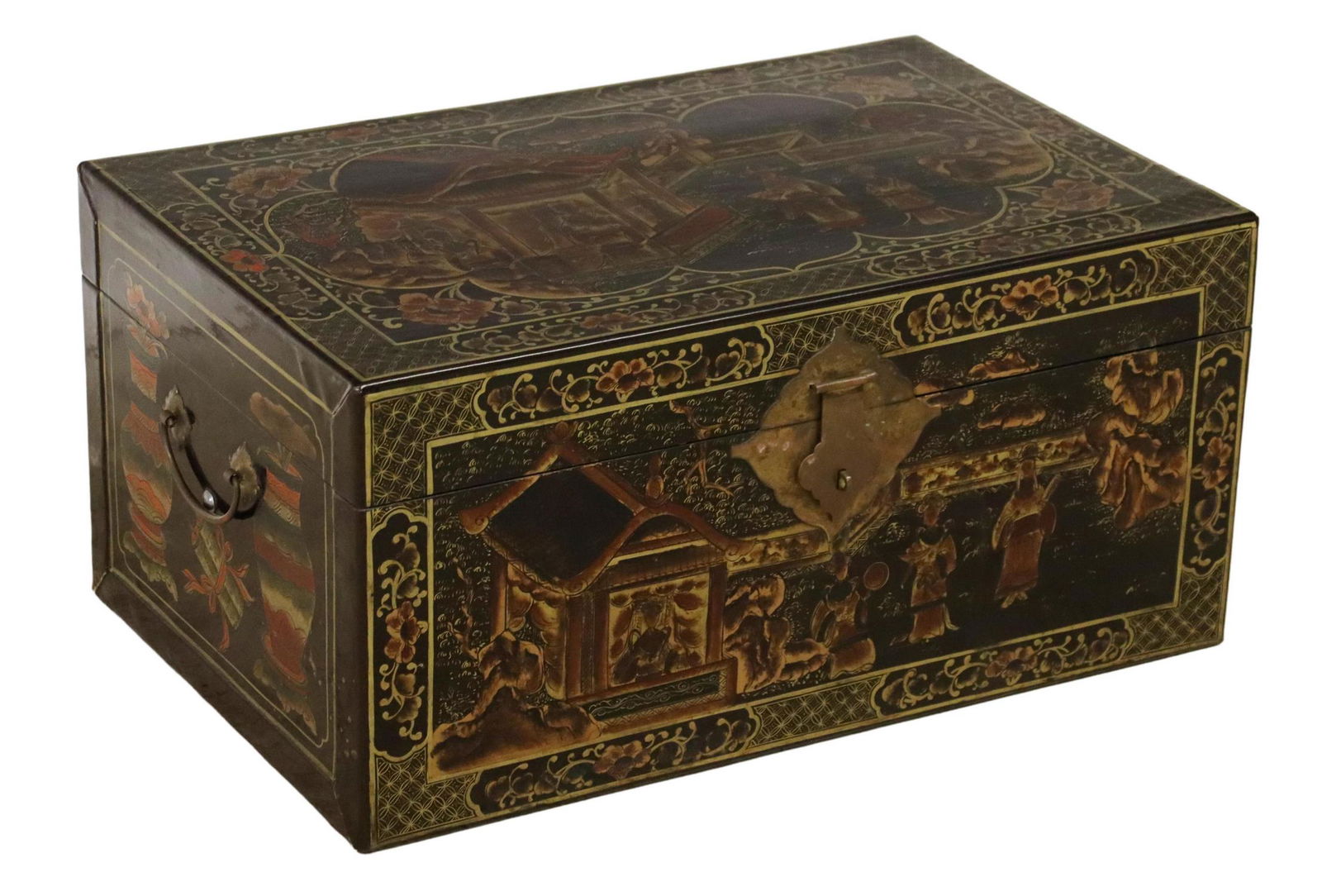 CHINESE PARCEL GILT & LACQUERED STORAGE CHEST (1 of 5)