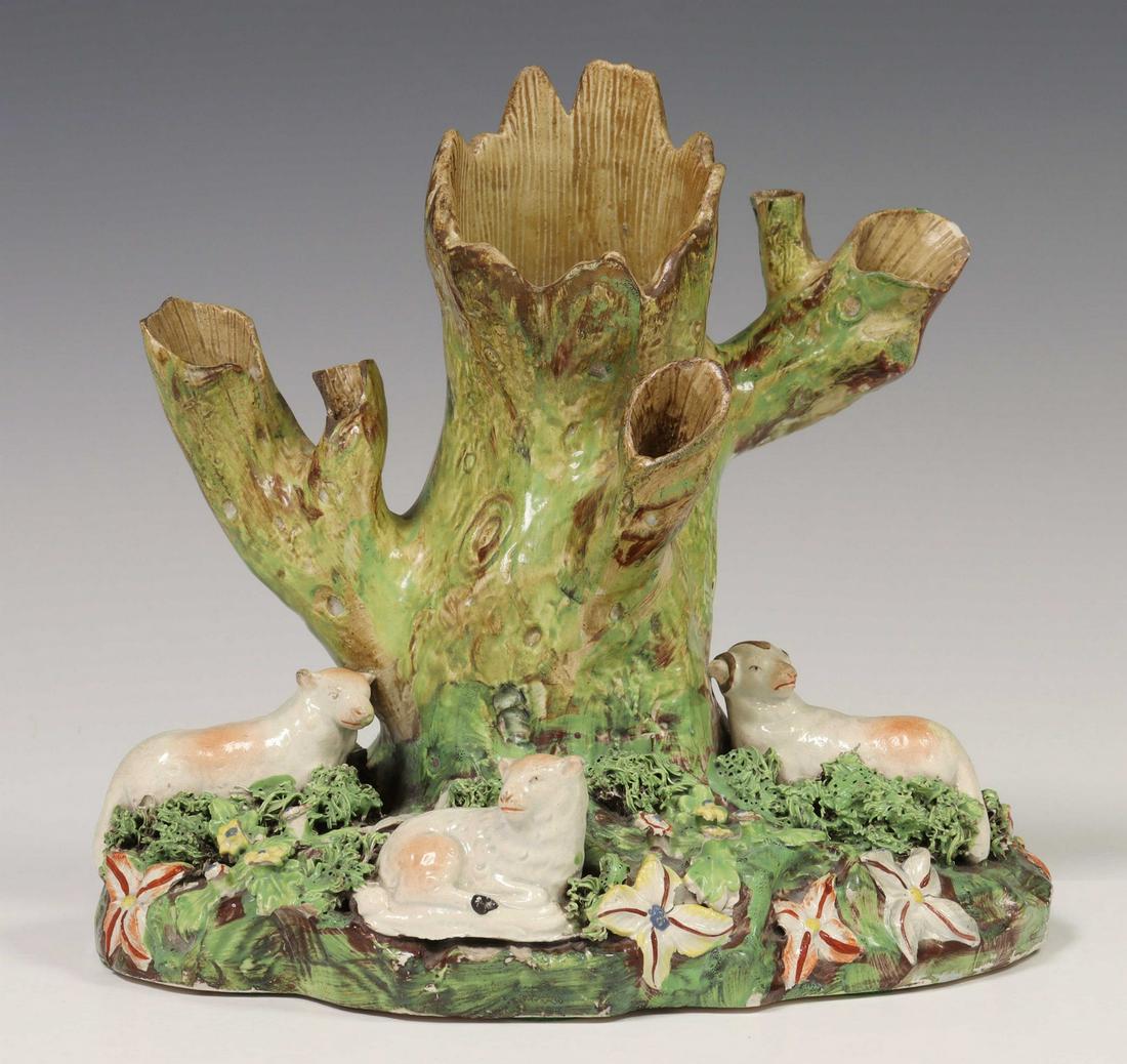 ENGLISH STAFFORDSHIRE PEARLWARE SPILL VASE (1 of 6)