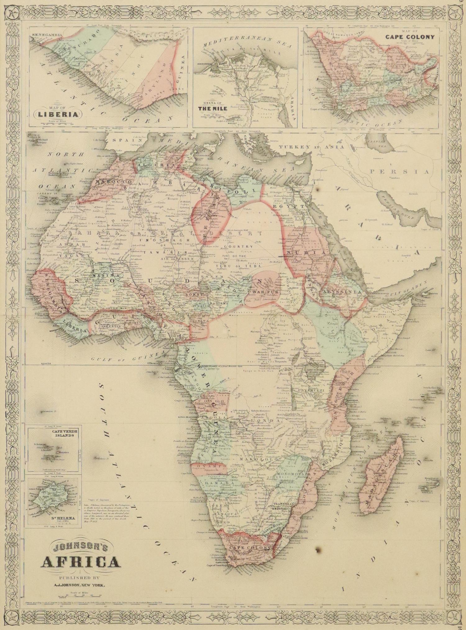 A.J. JOHNSON ATLAS MAP OF AFRICA, 19TH C. (1 of 7)