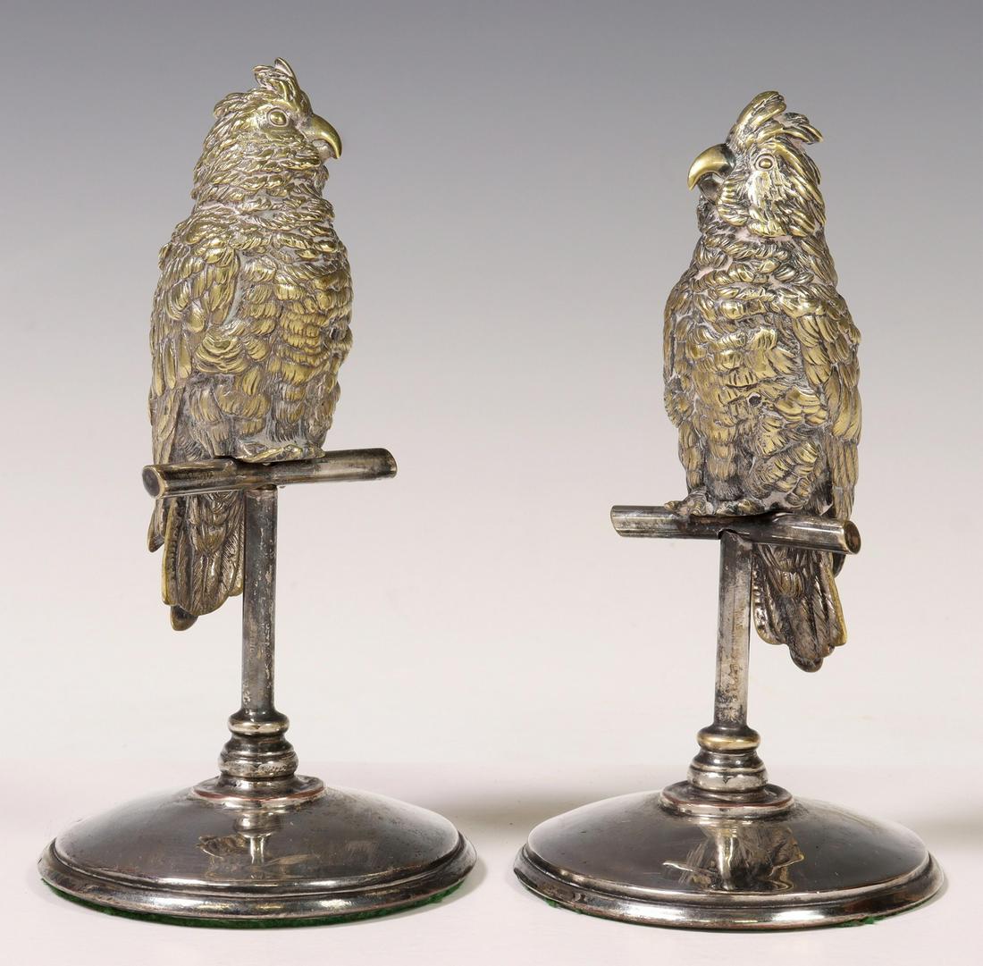(2) SILVERPLATE FIGURES OF COCKATOOS ON PERCHES (1 of 4)