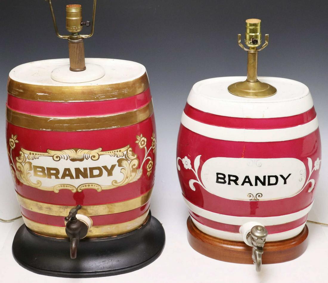 (2) ENGLISH CERAMIC BRANDY CASK TABLE LAMPS (1 of 4)