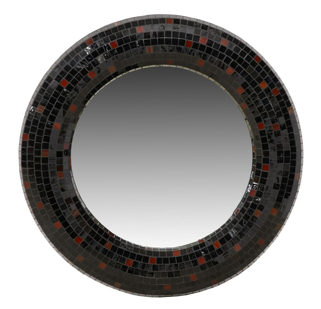 HOWARD ELLIOTT 'AVENTURA' BLACK MOSAIC WALL MIRROR (1 of 3)