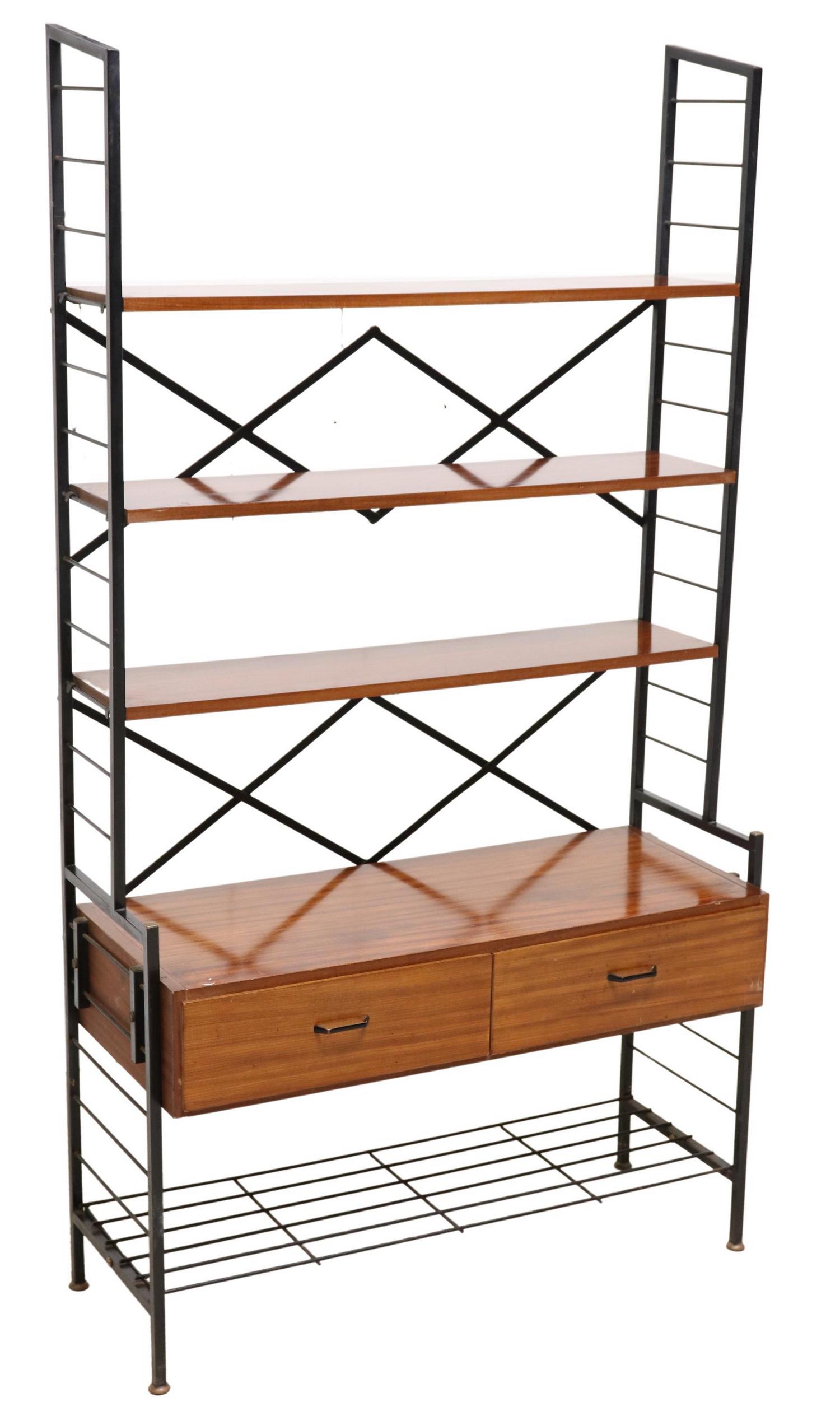 ITALIAN MID-CENTURY MODERN TEAK & STEEL BOOKCASE (1 of 5)