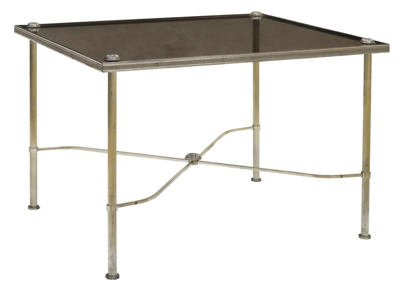 MAISON JANSEN STYLE SMOKE GLASS SIDE TABLE (1 of 4)