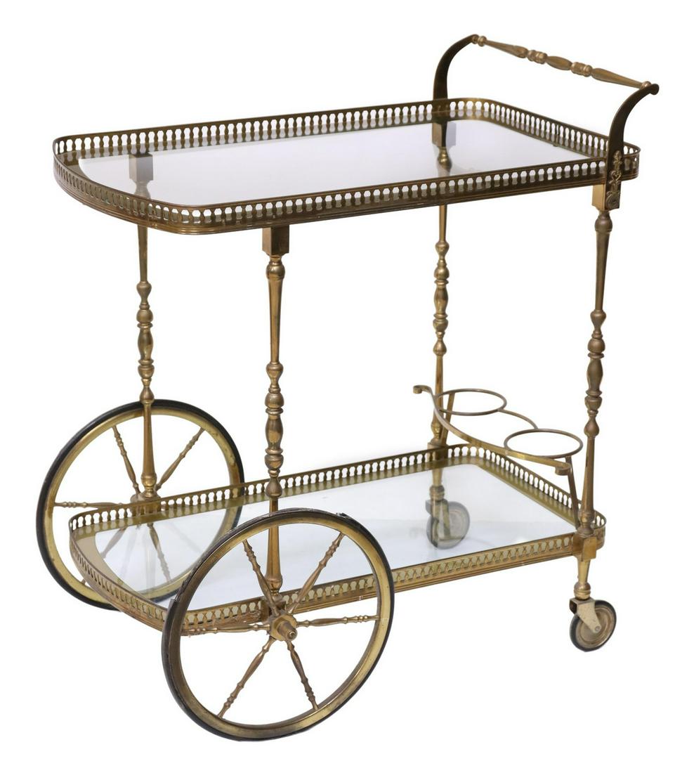 ITALIAN BRASS & GLASS BAR SERVICE CART, TROLLEY (1 of 3)