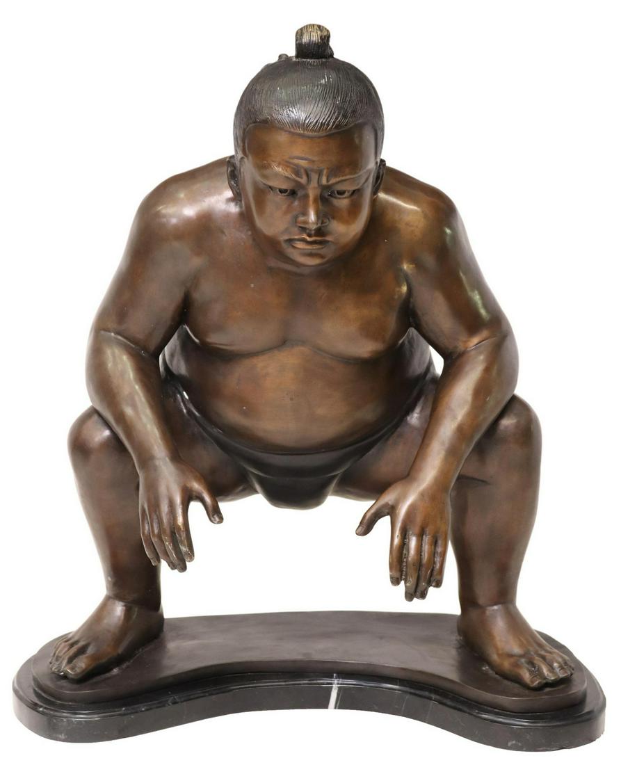 SIGNED C. THOMAS BRONZE SUMO WRESTLER SCULPTURE (1 of 5)