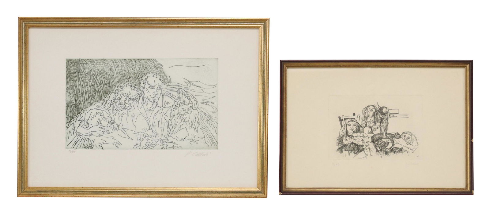 (2) MODERN SIGNED ETCHINGS ON PAPER (1 of 5)