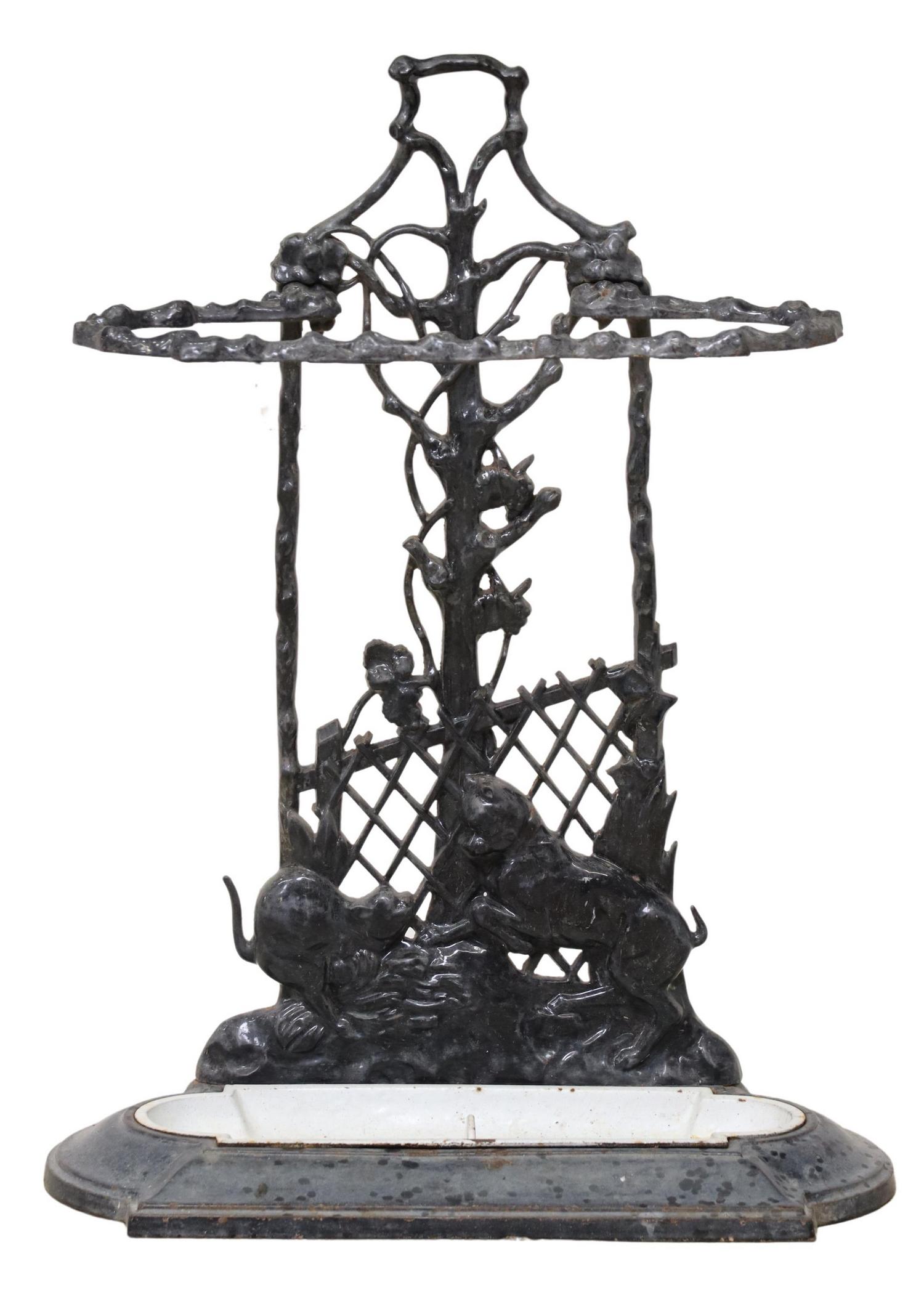 FRENCH ART NOUVEAU CAST IRON UMBRELLA STAND (1 of 4)