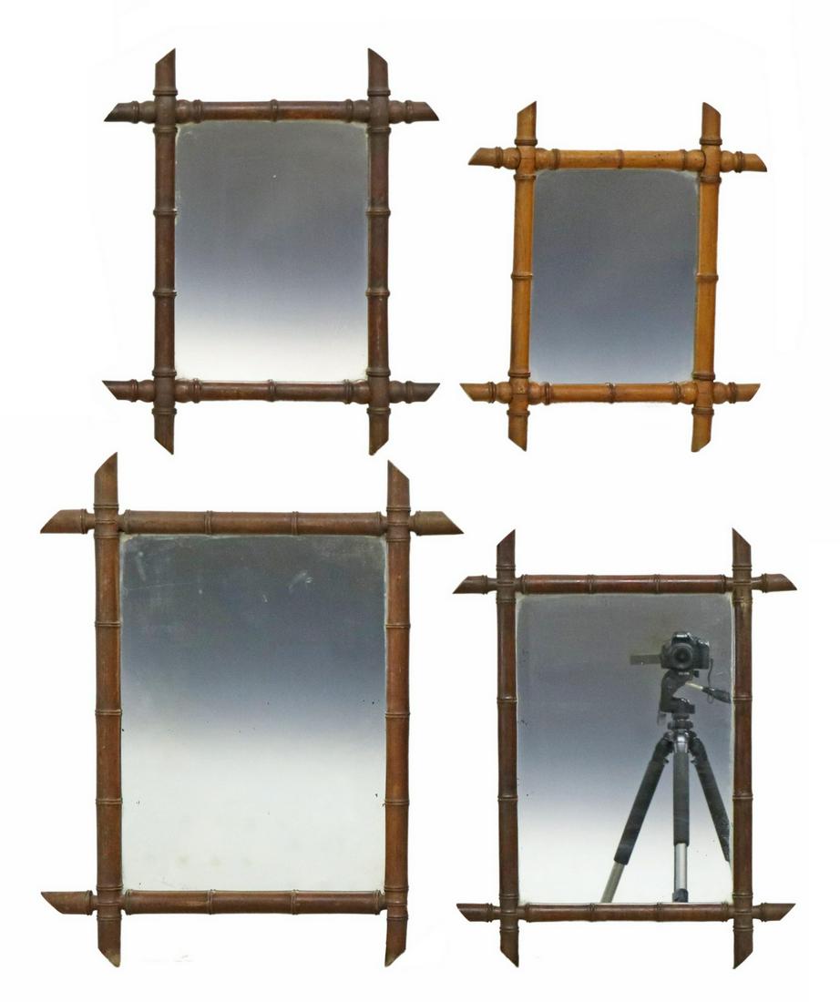 (4) FRENCH TURNED FAUX BAMBOO WALL MIRRORS (1 of 2)