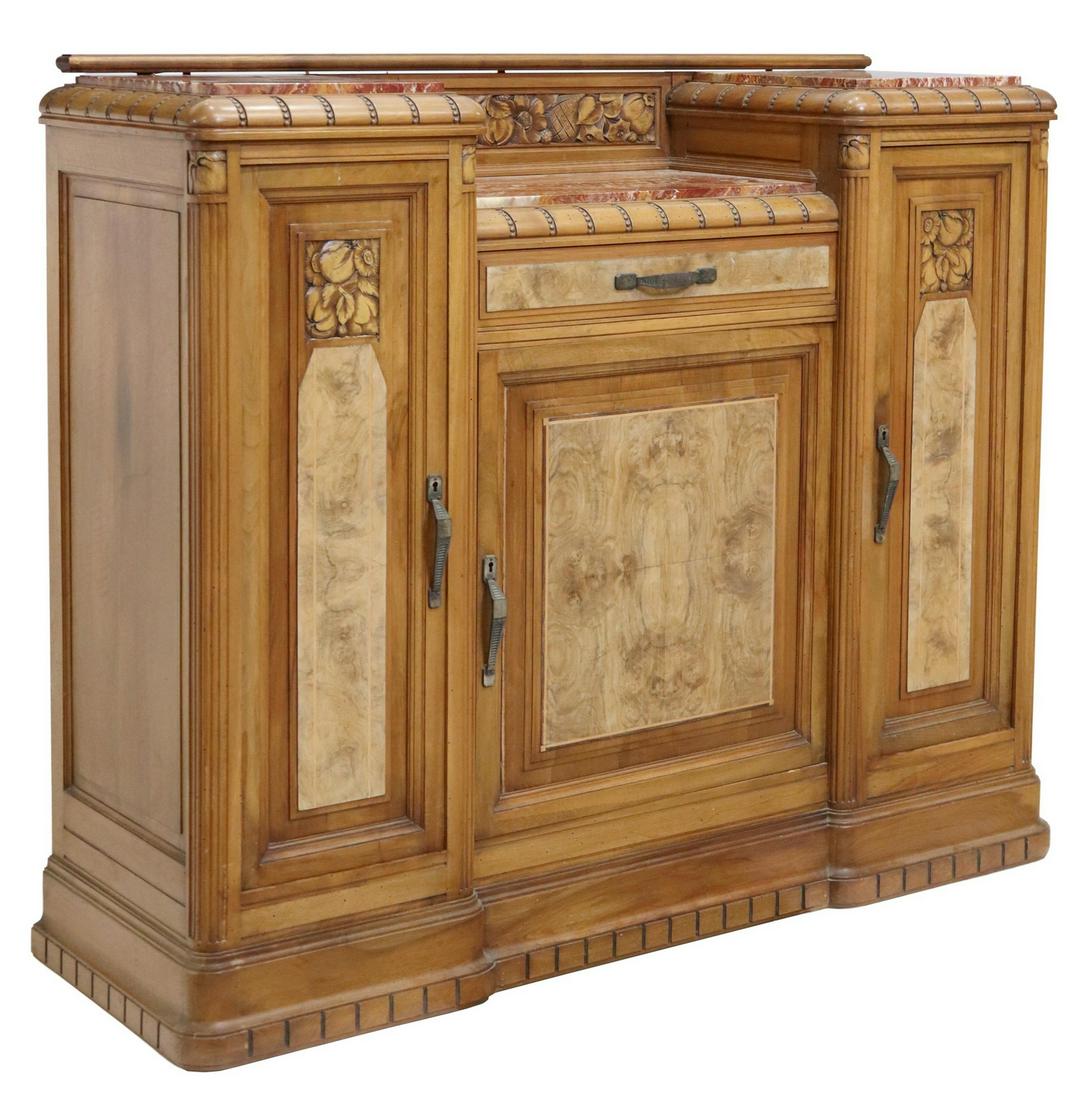 FRENCH ART NOUVEAU ONYX-TOP WALNUT SERVER (1 of 6)