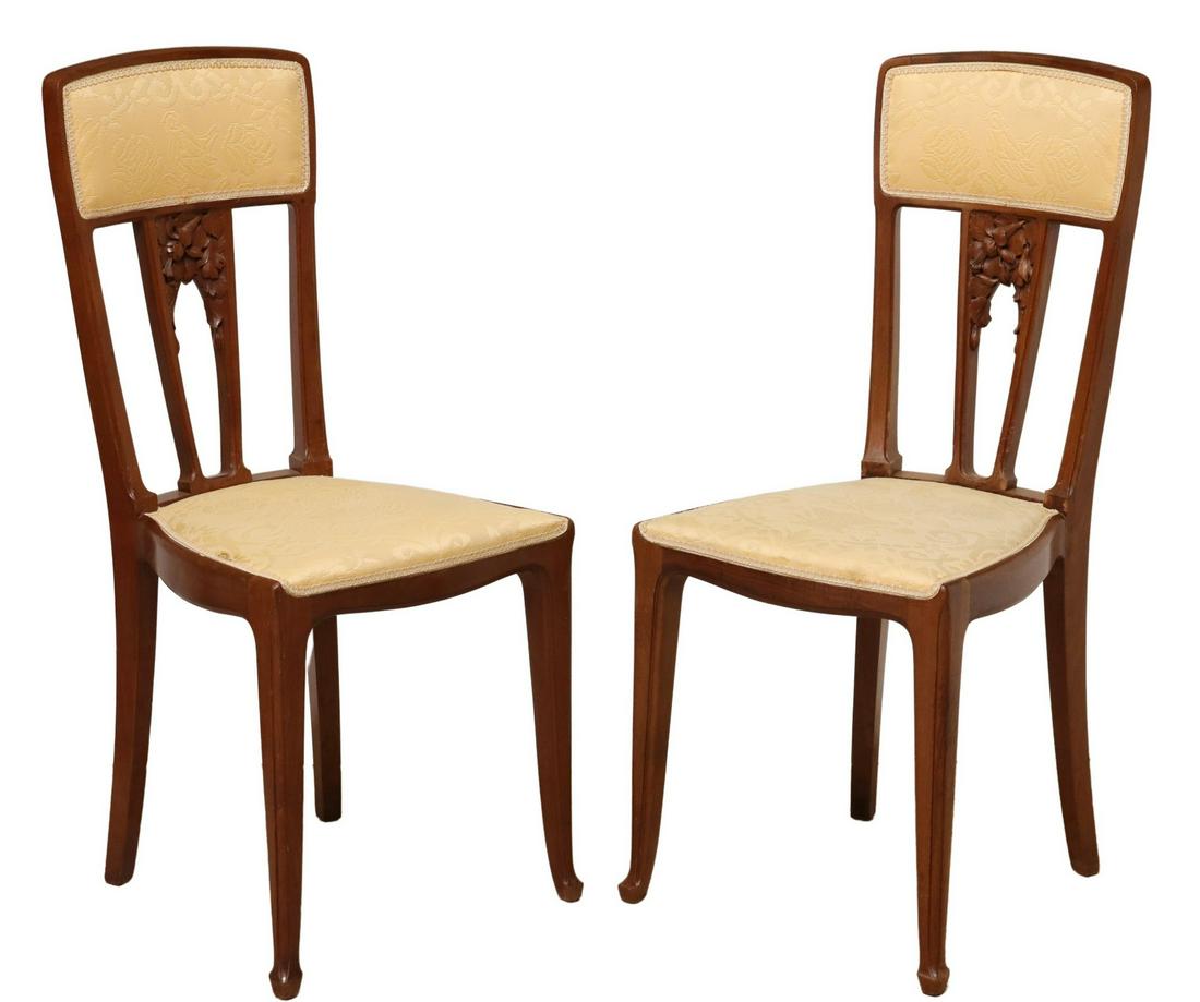 (2) FRENCH ART NOUVEAU CARVED SIDE CHAIRS (1 of 3)