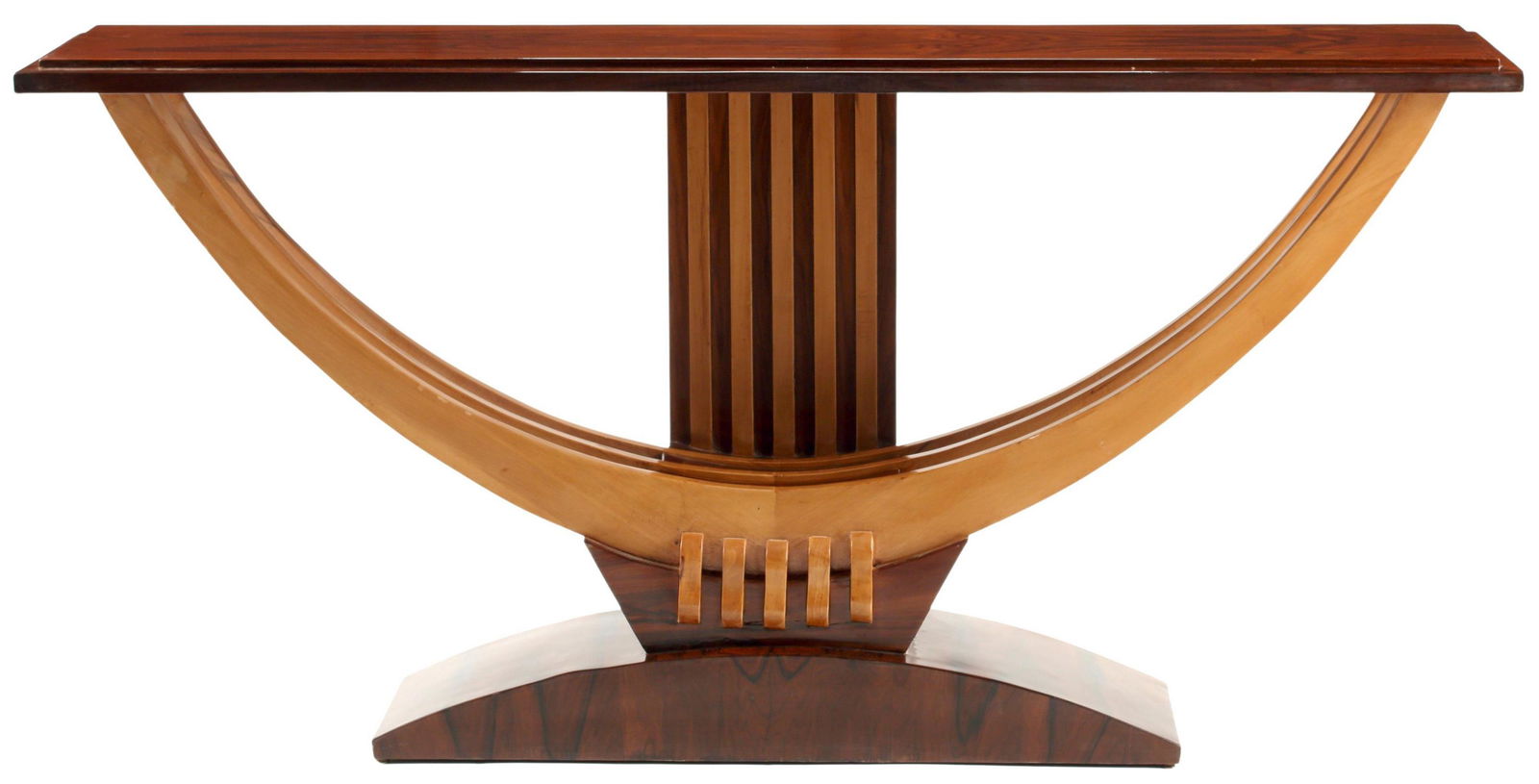 ART DECO STYLE TWO-TONE SCULPTURAL CONSOLE TABLE (1 of 4)