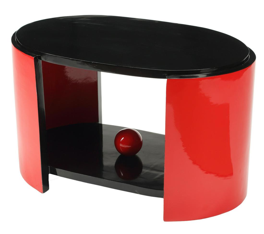 ART DECO STYLE LACQUERED OVAL CENTER TABLE (1 of 4)