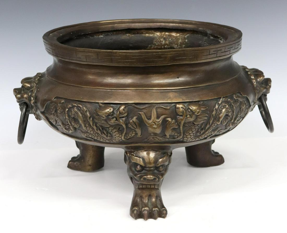 LARGE CHINESE BRONZE DRAGON CENSER (1 of 5)