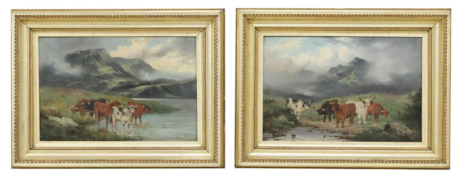 (2) P. POTTER SCOTTISH HIGHLAND CATTLE PAINTINGS (1 of 6)
