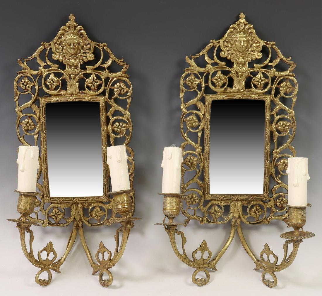 (2) FRENCH GILT METAL GIRANDOLE MIRRORS (1 of 4)
