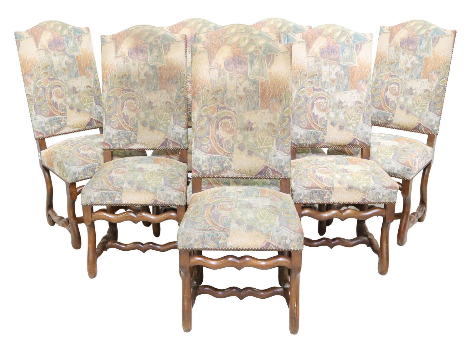 (8) LOUIS XIII STYLE HIGHBACK WALNUT CHAIRS (1 of 3)
