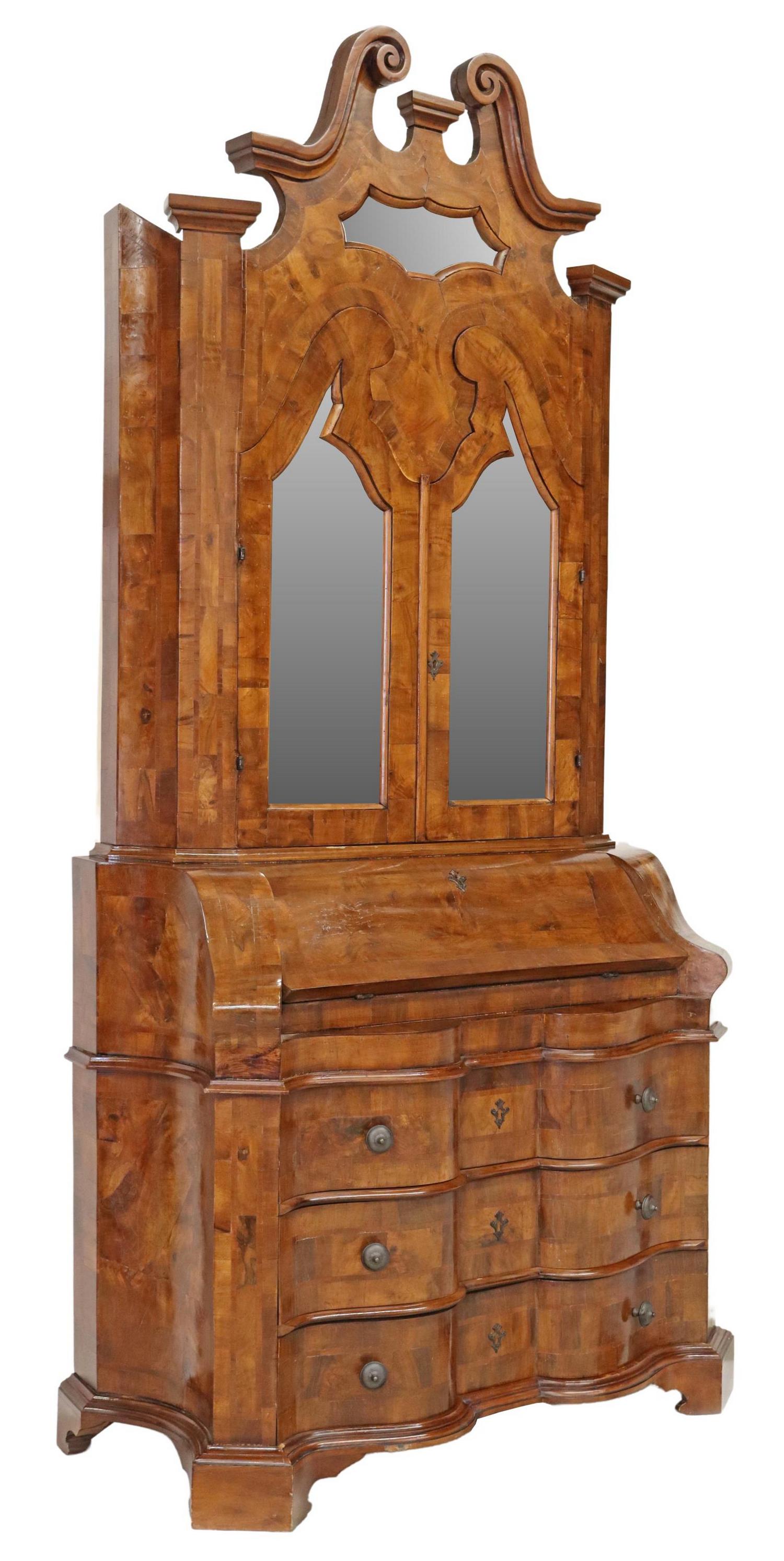 VENETIAN PATCHWORK WALNUT MIRRORED SECRETARY (1 of 7)