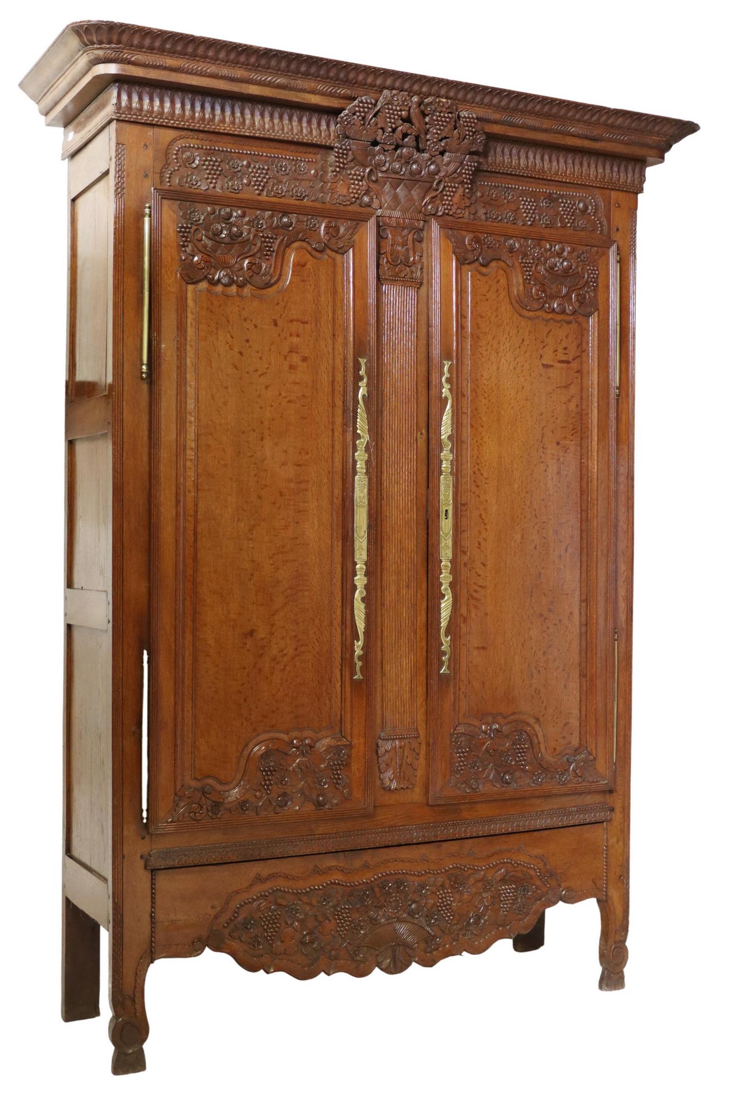 FRENCH PROVINCIAL CARVED OAK WEDDING ARMOIRE (1 of 4)