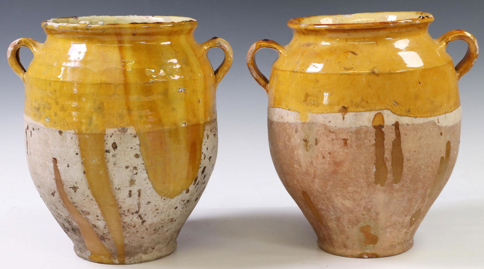 (2) FRENCH YELLOW-GLAZED EARTHENWARE JUGS (1 of 3)